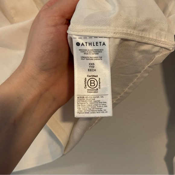 NWT Athleta Urbanite Textured Top, Tide Stripe Sea Salt  Blouse Sz XXS  #983101 - Picture 8 of 9